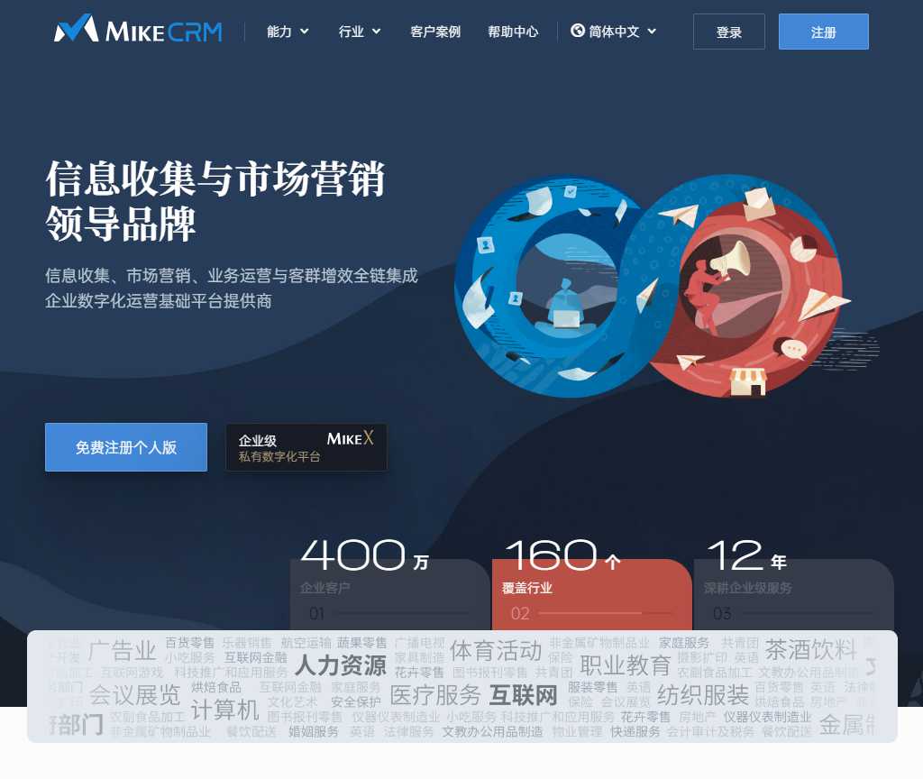 麦客CRM 网站截图